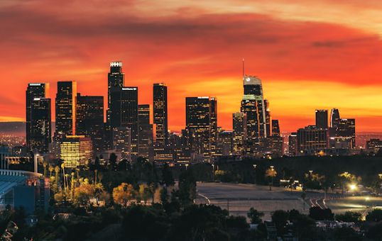 Downtown LA skyline at dusk